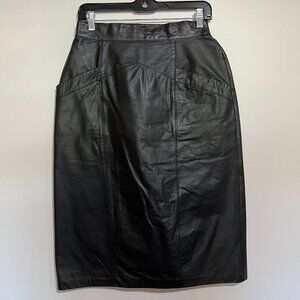 Spectacular Vintage Leather Pencil Skirt, Size 8